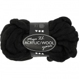 XL-Chunky-Garn aus Polyacryl/Wolle, L 15 M, Größe mega, Schwarz, 300 g/ 1 Knäuel