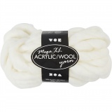 XL-Chunky-Garn aus Polyacryl/Wolle, L 15 M, Größe mega, Naturweiß, 300 g/ 1 Knäuel