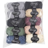 Baumwoll-Schlauchgarn, L 45 M, Farbe kann variieren , Sortierte Farben, 10x100 g/ 1 Pck