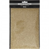 Bügelfolie, A5, Blatt 148x210 mm, Glitter, Gold, 1 Bl.