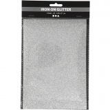 Bügelfolie, A5, Blatt 148x210 mm, Glitter, Silber, 1 Bl.