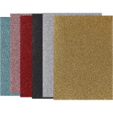 Bügelfolie, Blatt 148x210 mm, Glitter, Sortierte Farben, 6x10 Bl./ 1 Pck