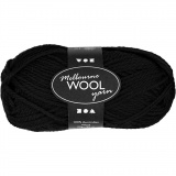 Melbourne Wool Yarn, L 92 M, Schwarz, 50 g/ 1 Knäuel