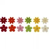 Filzblumen mit Strassstein, D 30 mm, Dicke 2,5 mm, 12 Stk/ 1 Pck