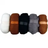 Kardierte Wolle , Natur, 5x100 g/ 1 Pck