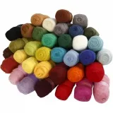Kardierte Wolle , Sortierte Farben, 35x100 g/ 1 Pck