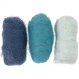 Kardierte Wolle , Harmonie in Blau, 3x10 g/ 1 Pck