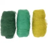 Kardierte Wolle , Harmonie in Grün-Türkis, 3x10 g/ 1 Pck