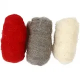 Kardierte Wolle , Harmonie in Rot-Weiß, 3x10 g/ 1 Pck