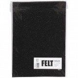 Bastelfilz, A4, Blatt 210x297 mm, Dicke 1 mm, Schwarz, 10 Bl./ 1 Pck