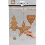 Weihnachts-Bastelset Lederpapier, Dicke 0,55 mm, Beige, 1 Set