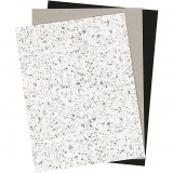 Kunstlederpapier, Blatt 21x27,5+21x28,5+21x29,5 cm, Dicke 0,55 mm, Einfarbig,Foliedetails,Bedruckt, 3 Bl./ 1 Pck