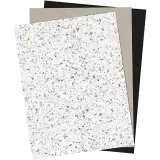 Kunstlederpapier, Blatt 21x27,5+21x28,5+21x29,5 cm, Dicke 0,55 mm, Einfarbig,Foliedetails,Bedruckt, 3 Bl./ 1 Pck