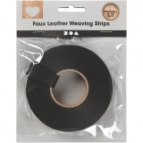 Lederpapierstreifen / Flechtstreifen, B 15 mm, Dicke 0,55 mm, Schwarz, 9.50 m/ 1 Rolle
