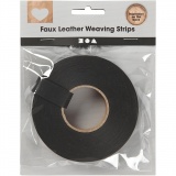 Lederpapierstreifen / Flechtstreifen, B 15 mm, Dicke 0,55 mm, Schwarz, 9,5 m/ 1 Rolle