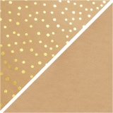 Kunstlederpapier, B 50 cm, Einfarbig,Foliedetails, 350 g, Hellbraun, Gold, 1 m/ 1 Rolle