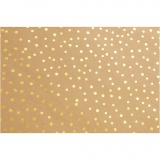 Kunstlederpapier, B 50 cm, Einfarbig,Foliedetails, 350 g, Hellbraun, Gold, 1 m/ 1 Rolle