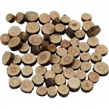 Holzscheiben - Sortiment, D 10-15 mm, Dicke 5 mm, 230 g/ 1 Pck
