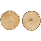 Holzscheiben mit Loch, D 35-45 mm, Lochgröße 4 mm, Dicke 7 mm, 500 g/ 1 Pck
