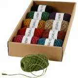 Hanfschnur - Set, Dicke 1-2 mm, Sortierte Farben, 10x30 m/ 1 Pck
