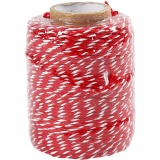 Baumwollkordel, Dicke 1,1 mm, Rot/Weiß, 50 m/ 1 Rolle