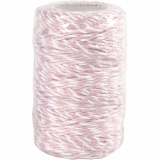 Baumwollkordel, Dicke 1,1 mm, Weiß/Hellrot, 50 m/ 1 Rolle