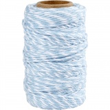 Baumwollkordel, Dicke 1,1 mm, Weiß/Hellblau, 50 m/ 1 Rolle