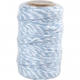Baumwollkordel, Dicke 1,1 mm, Weiß/Hellblau, 50 m/ 1 Rolle