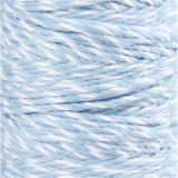 Baumwollkordel, Dicke 1,1 mm, Weiß/Hellblau, 50 m/ 1 Rolle