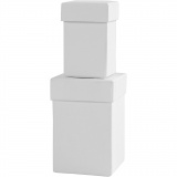 Quadratische Deckelkartons, H: 7+9 cm, Größe 4,5+6 cm, Weiß, 2 Stk/ 1 Set
