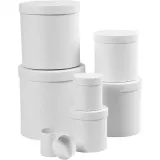 Runde Schachteln - Set, Runde Form, Größe 7x7,5 + 9x10,2 + 12x12,7 + 14,5x15,2 + 17x17,7 + 19,5x20,2 + 22x22,7 cm, Weiß, 7 Stk/ 1 Set