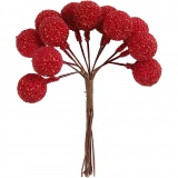 Künstliche Beeren, D 15 mm, Weihnachtsrot, 12 Stk/ 1 Pck