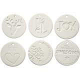 Medaillons zum Aufhängen, Größe 7x7 cm, Dicke 0,6 cm, Weiß, 24 Stk/ 1 Pck