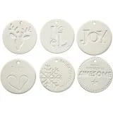 Medaillons zum Aufhängen, Größe 7x7 cm, Dicke 0,6 cm, Weiß, 24 Stk/ 1 Pck