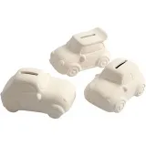 Spardosen Autos, H 5,5 cm, L 12,5 cm, B 7,8 cm, Weiß, 12 Stk/ 1 Pck