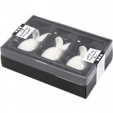 Hase, H 6,7 cm, D 3,6 cm, Weiß, 3 Stk/ 1 Pck