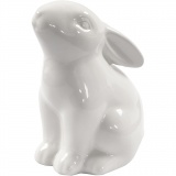 Hase, H 9 cm, D 5,5 cm, Weiß, 12 Stk/ 1 Pck