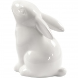 Hase, H 9 cm, D 5,5 cm, Weiß, 12 Stk/ 1 Pck