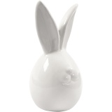 Hase, H 11,4 cm, D 5,5 cm, Weiß, 12 Stk/ 1 Pck