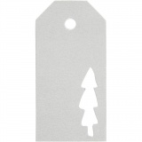 Geschenkanhänger, Weihnachtsbaum, Größe 5x10 cm, 300 g, Silber, 15 Stk/ 1 Pck