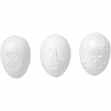 Eier, geprägt, H 6 cm, Weiß, 12 Stk/ 1 Pck