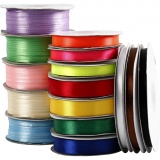 Satinband, B 3-19 mm, Sortierte Farben, 15 Rolle/ 1 Pck