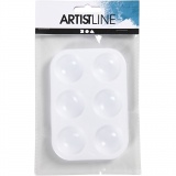 Palette, Rechteckige Palette mit 6 Vertiefungen, Größe 13x8,5 cm, Weiß, 1 Stk