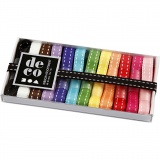 Dekoband-Sortiment, B 10 mm, Sortierte Farben, 12x1 m/ 1 Pck