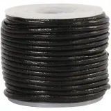 Lederband, Dicke 1 mm, Schwarz, 10 m/ 1 Rolle