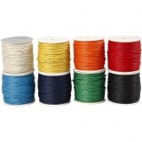 Baumwollband, Dicke 1 mm, Sortierte Farben, 8x40 m/ 1 Pck