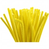 Chenilledraht, L 30 cm, Dicke 6 mm, Gelb, 50 Stk/ 1 Pck
