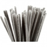 Chenilledraht, L 30 cm, Dicke 6 mm, Grau, 50 Stk/ 1 Pck