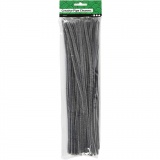 Chenilledraht, L 30 cm, Dicke 6 mm, Grau, 50 Stk/ 1 Pck
