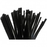 Chenilledraht, L 30 cm, Dicke 6 mm, Schwarz, 50 Stk/ 1 Pck